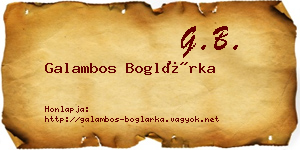 Galambos Boglárka névjegykártya